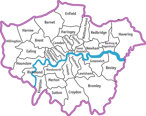 map of all London boroughs